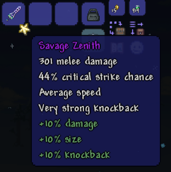 Terraria Zenith Stats