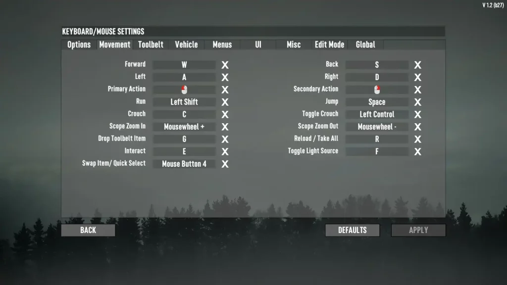 7 Days to Die Keyboard and Mouse Controls