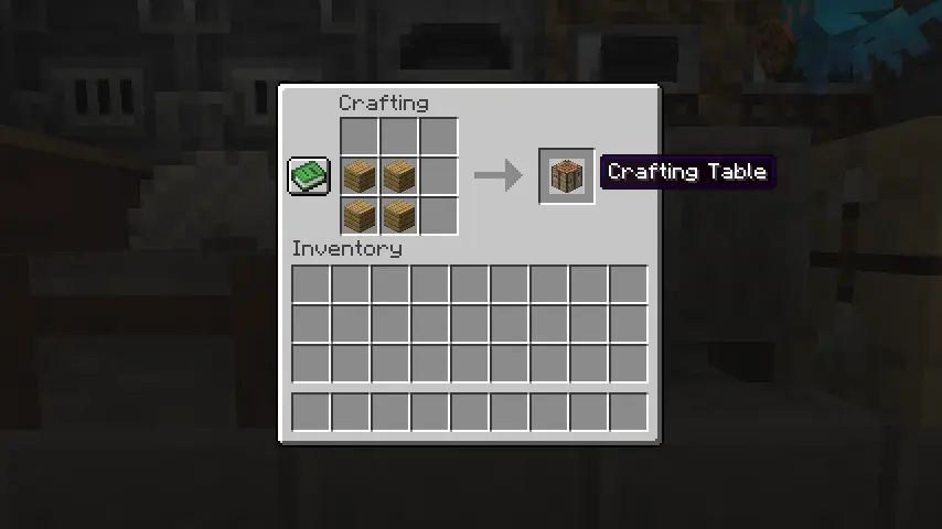 Minecraft Crafting Table Recipe Screenshot